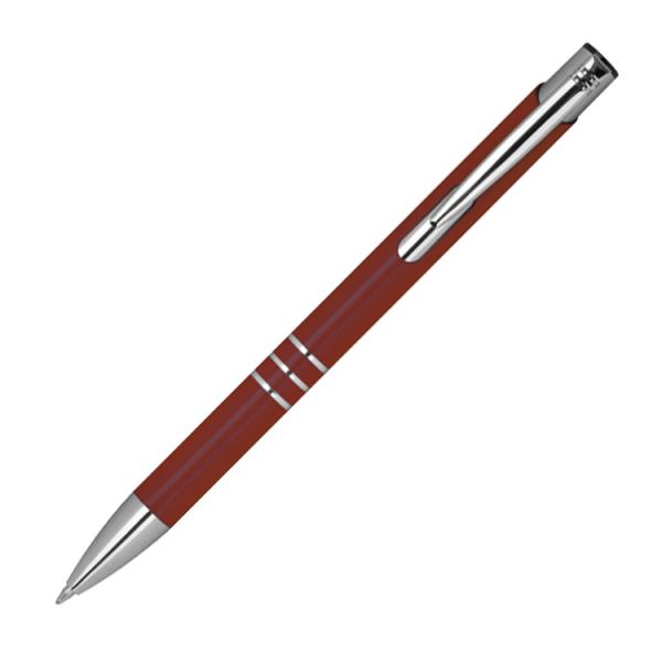 10 Metall Kugelschreiber mit Gravur / je 10 schwarze + blaue Minen / bordeaux