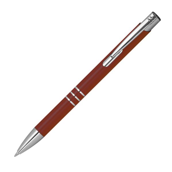 10 Metall Kugelschreiber mit Gravur / je 10 schwarze + blaue Minen / bordeaux