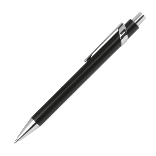 10 Metall-Kugelschreiber mit Namensgravur -silberne Applikationen-Farbe: schwarz