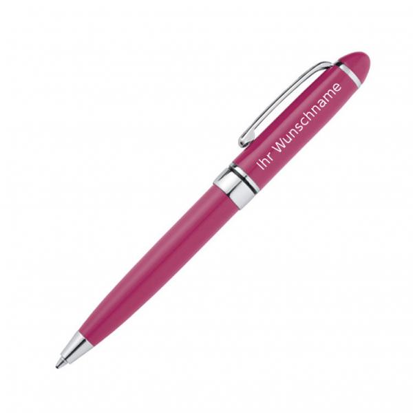 10 Minikugelschreiber mit Gravur / aus Metall / Farbe: pink