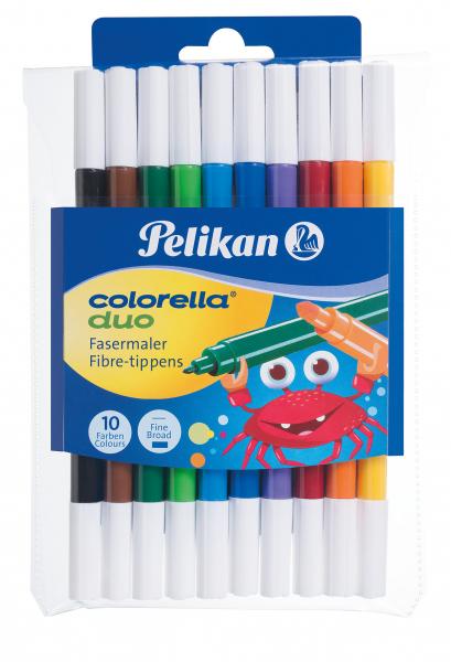 10 Pelikan Fasermaler Colorella® Duo / dick und dünn / 10 verschiedene Farben
