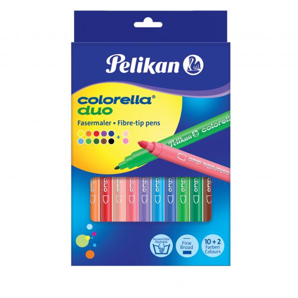 10 Pelikan Faserschreiber Colorella Duo C407 / 12 verschiedene Farben