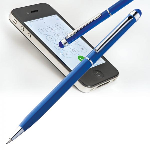 10 Touchpen Drehkugelschreiber / aus Edelstahl / Farbe: blau