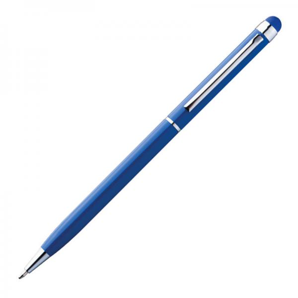 10 Touchpen Drehkugelschreiber mit Gravur / aus Edelstahl / Farbe: blau