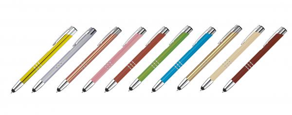 10 Touchpen Kugelschreiber aus Metall / 10 verschiedene Farben