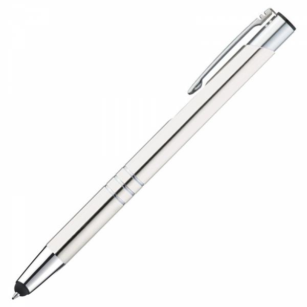 10 Touchpen Kugelschreiber aus Metall / Farbe: weiß