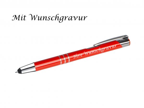 10 Touchpen Kugelschreiber aus Metall mit Gravur / Farbe: mittelrot