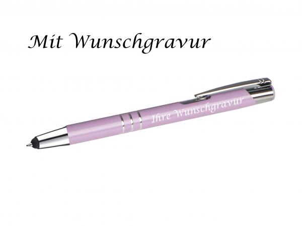 10 Touchpen Kugelschreiber aus Metall mit Gravur / Farbe: pastell lila