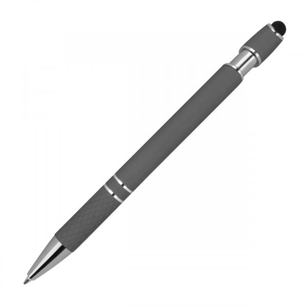 10 Touchpen Kugelschreiber aus Metall mit Gravur / mit Muster / Farbe: anthrazit