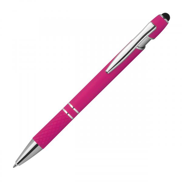 10 Touchpen Kugelschreiber aus Metall mit Gravur / mit Muster / Farbe: pink