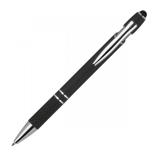 10 Touchpen Kugelschreiber aus Metall mit Gravur / mit Muster / Farbe: schwarz
