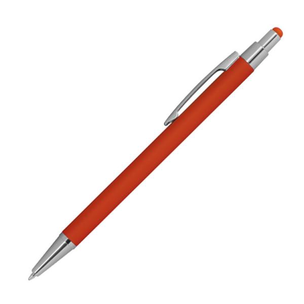 10 Touchpen Kugelschreiber aus Metall mit Namensgravur - gummiert -Farbe: orange