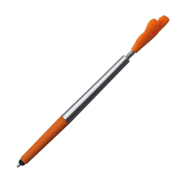 10 Touchpen Kugelschreiber mit Gravur / "Smile Hand" / Farbe: silber-orange