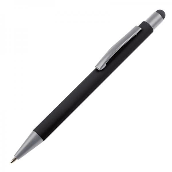 10 Touchpen Kugelschreiber mit Gravur / aus Metall / Farbe: schwarz