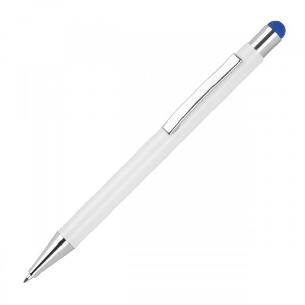 10 Touchpen Kugelschreiber mit Gravur / aus Metall / Stylusfarbe: blau