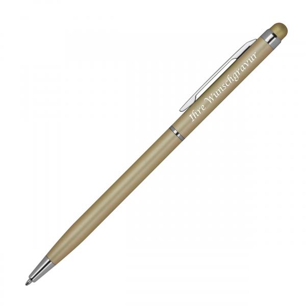 10 Touchpen Kugelschreiber mit Gravur / schlankes design / Farbe: gold