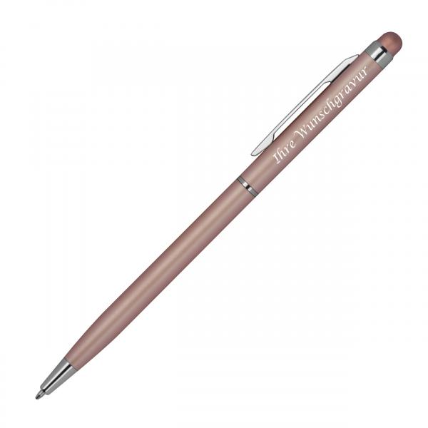 10 Touchpen Kugelschreiber mit Gravur / schlankes design / Farbe: rosegold