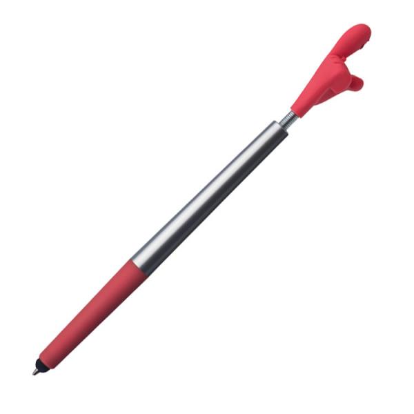 10 Touchpen Kugelschreiber mit Namensgravur - "Smile Hand" - Farbe: silber-rot