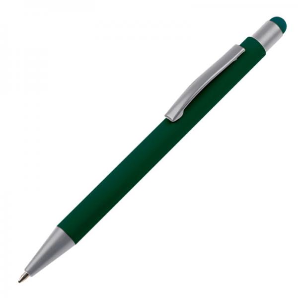 10 Touchpen Kugelschreiber mit Namensgravur - aus Metall - Farbe: dunkelgrün