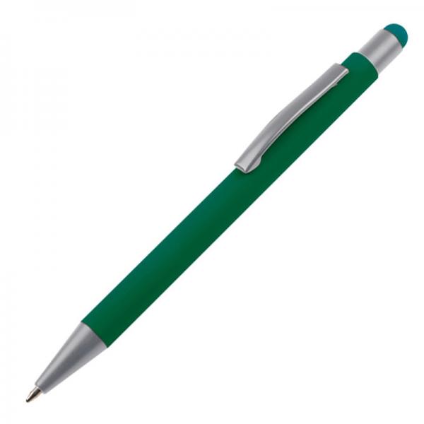 10 Touchpen Kugelschreiber mit Namensgravur - aus Metall - Farbe: grün