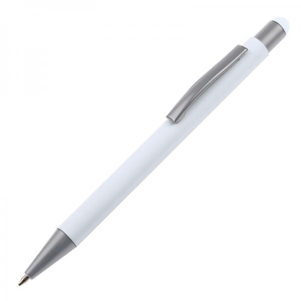 10 Touchpen Kugelschreiber mit Namensgravur - aus Metall - Farbe: weiß