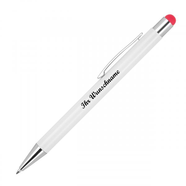 10 Touchpen Kugelschreiber mit Namensgravur - aus Metall - Stylusfarbe: rot