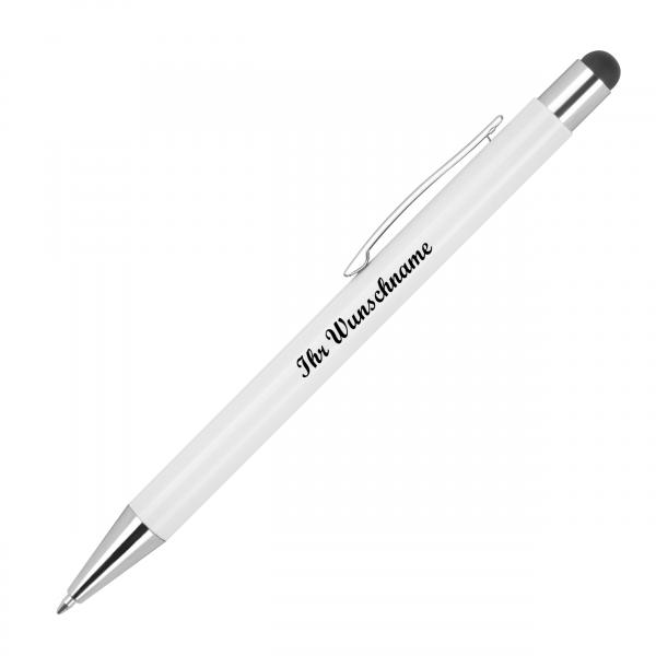 10 Touchpen Kugelschreiber mit Namensgravur - aus Metall - Stylusfarbe: schwarz