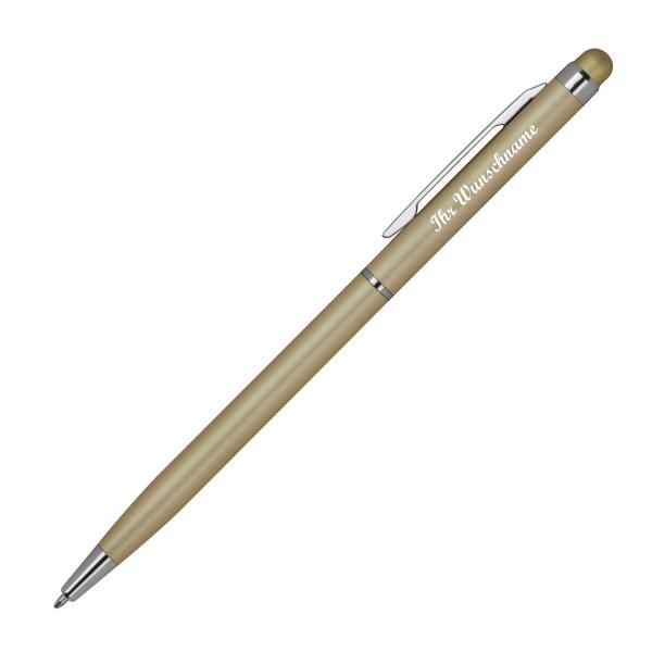 10 Touchpen Kugelschreiber mit Namensgravur - schlankes design - Farbe: gold