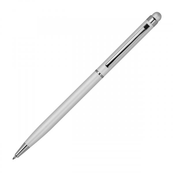 10 Touchpen Kugelschreiber mit Namensgravur - schlankes design - Farbe: silber