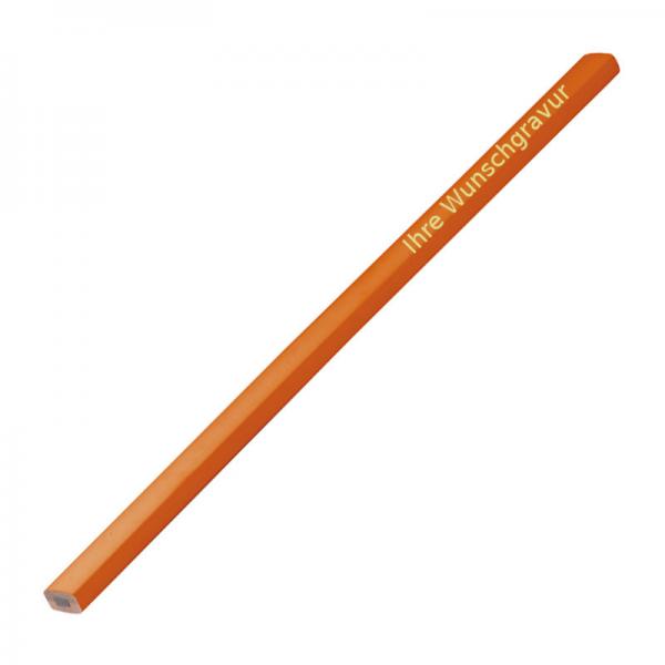 10 Zimmermannsbleistifte mit Gravur / Länge: 25cm / Farbe: lackiert orange
