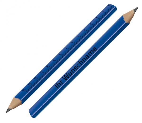10 Zimmermannsbleistifte mit Gravur / mit Linealaufdruck / 17,5cm / Farbe: blau