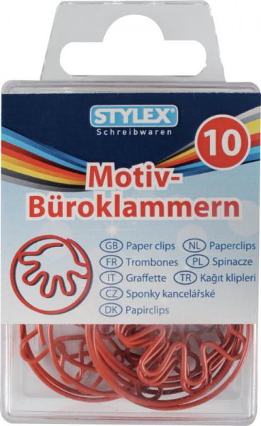 100 (10x 10) Motiv-Briefklammern / Büroklammern / 5 verschiedene Farben & Motive