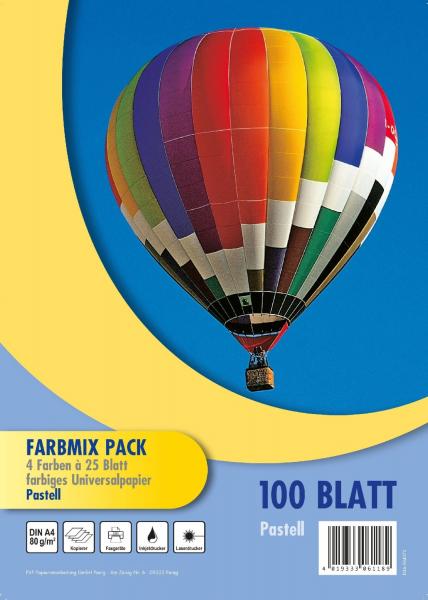 100 Blatt farbiges Druckerpapier / buntes Kopierpapier / 4 verschiedene Farben