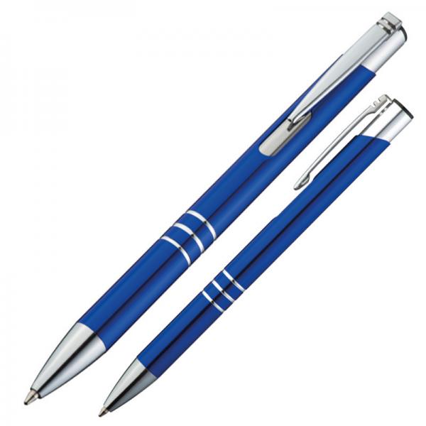 100 Kugelschreiber aus Metall / Farbe: blau