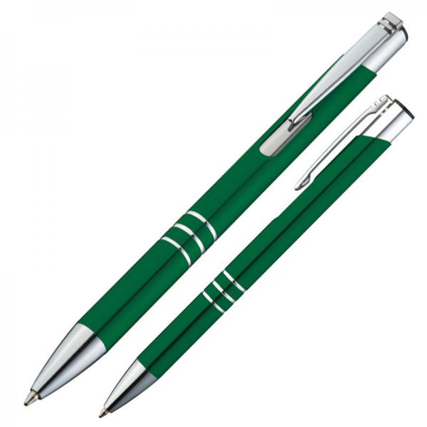 100 Kugelschreiber aus Metall / Farbe: grün