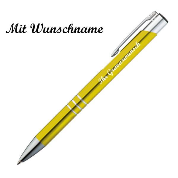 100 Kugelschreiber aus Metall mit Namensgravur - Farbe: gelb