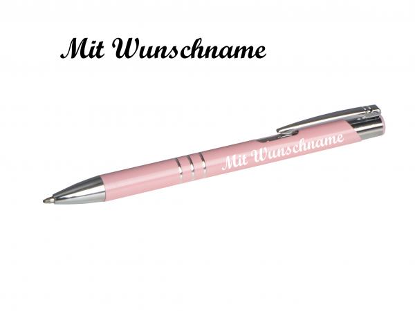 100 Kugelschreiber aus Metall mit Namensgravur - Farbe: pastell rosa