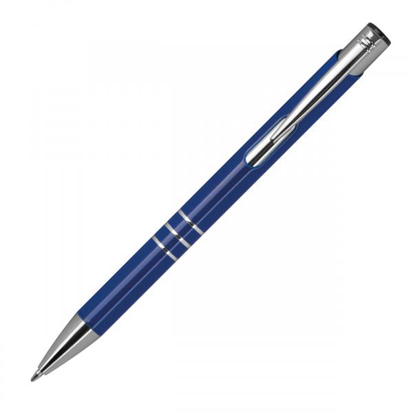 100 Kugelschreiber aus Metall mit Namensgravur - lackiert - blau (matt)