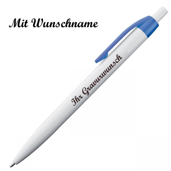 100x Kugelschreiber mit Namensgravur - Clipfarbe: blau