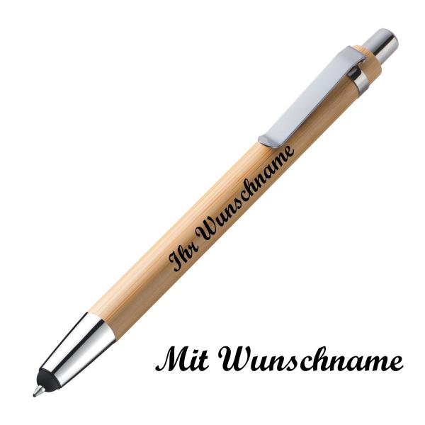 10x Holz Touchpen-Kugelschreiber aus Bambus mit Namensgravur