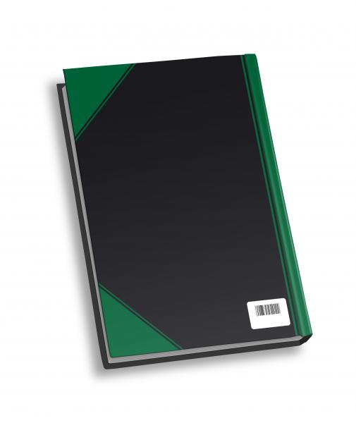 10x Kladde / Notizbuch / DIN A4 / 96 Blatt / blanko / schwarz mit grünen Ecken