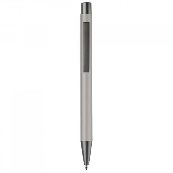 10x Kugelschreiber mit Gravur / aus Metall / mit Soft-Touch / Farbe: hellgrau