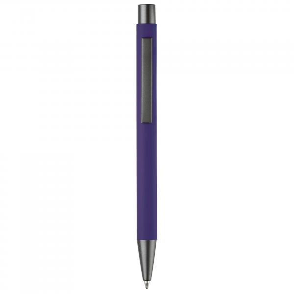 10x Kugelschreiber mit Namensgravur - aus Metall - mit Soft-Touch - Farbe: lila