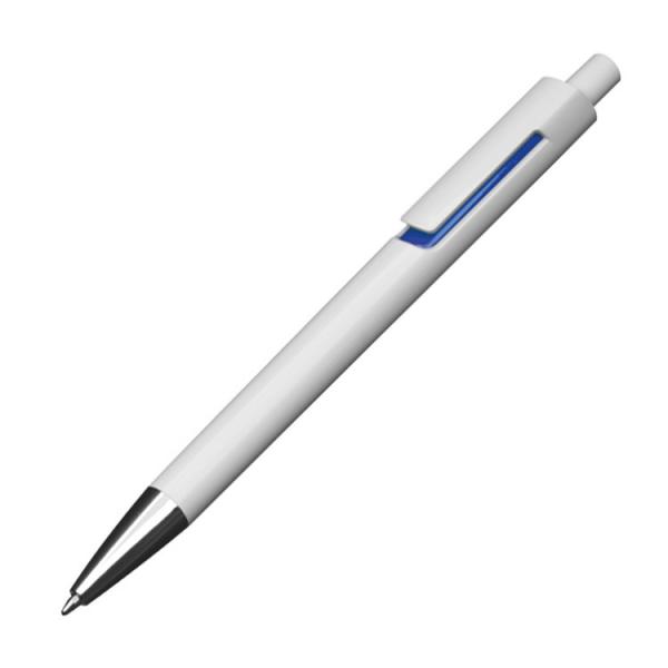 10x Kugelschreiber mit Namensgravur - mit Applikationen - Farbe: weiß-blau