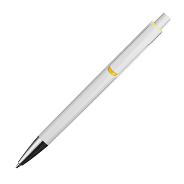 10x Kugelschreiber mit Namensgravur - mit Applikationen - Farbe: weiß-gelb