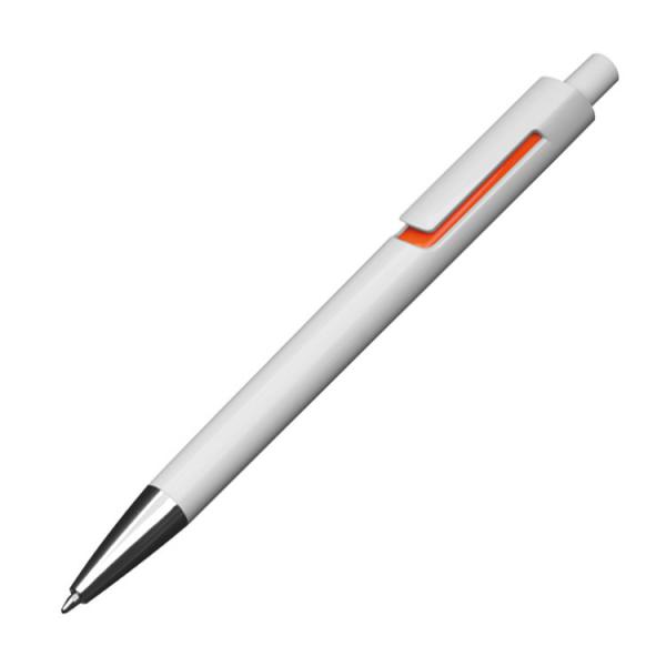 10x Kugelschreiber mit Namensgravur - mit Applikationen - Farbe: weiß-orange