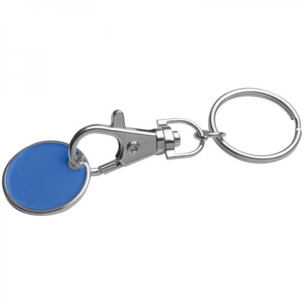 10x Metall Schlüsselanhänger mit Einkaufschip / Farbe: blau