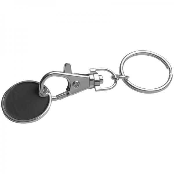 10x Metall Schlüsselanhänger mit Einkaufschip / Farbe: schwarz