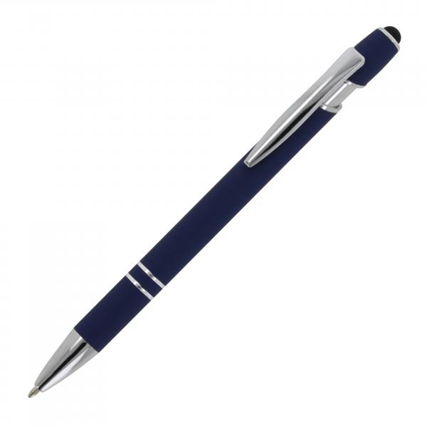 10x Metall-Touchpen Kugelschreiber mit Namensgravur - Soft-Touch - dunkelblau