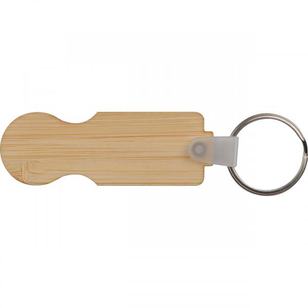 10x Schlüsselanhänger mit Gravur / aus Bambus / mit Einkaufswagenchip